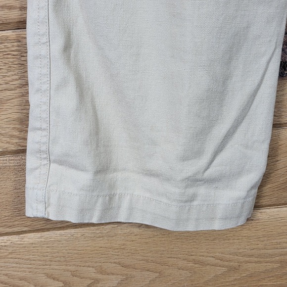 Lauren Ralph Lauren Pants Women 8 Linen Cotton Blend Straight Leg Tan Green Tag - Picture 6 of 9